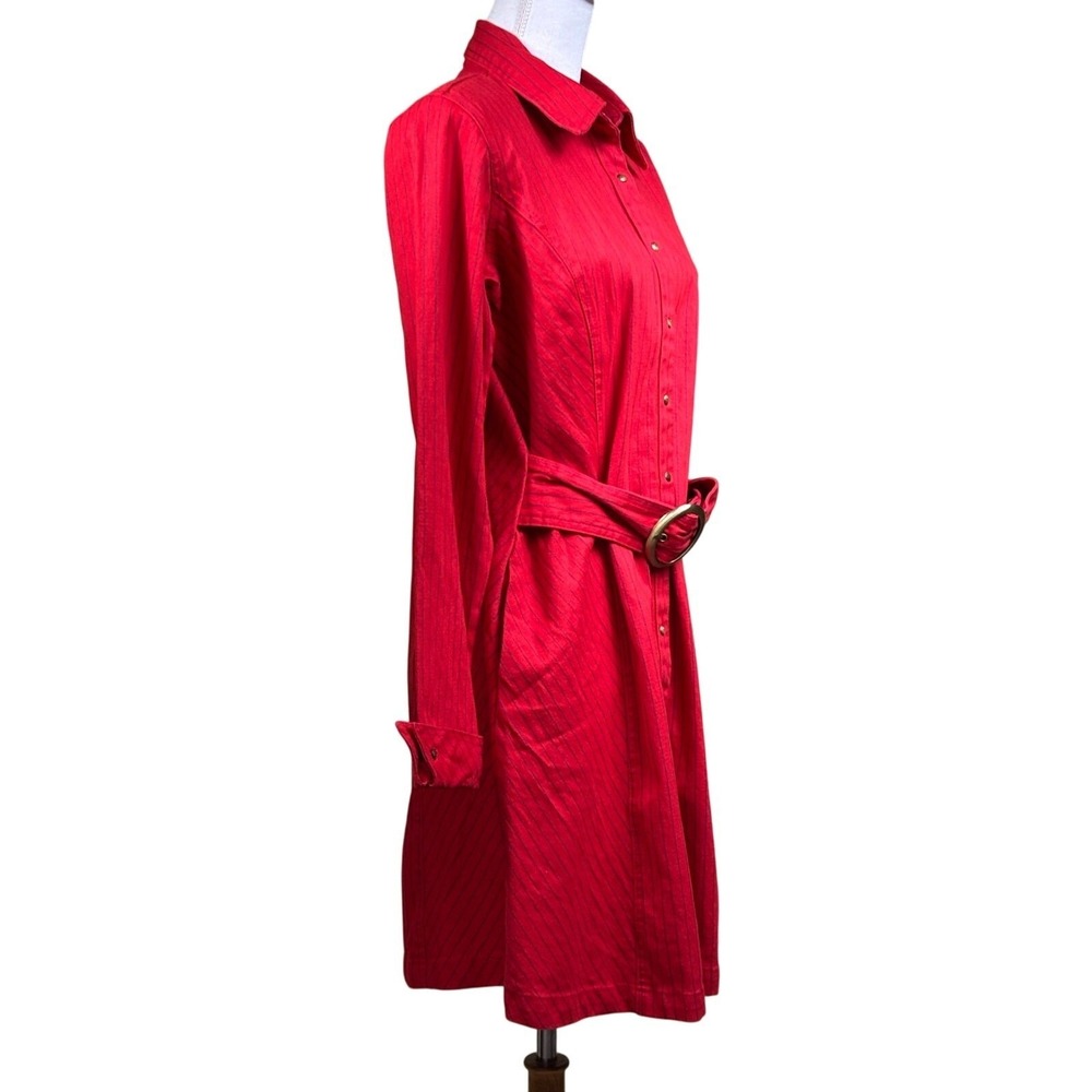 DG2 Diane Gilman Red Denim Shirt Dress Size L NWT Western Cowgirl Americana - Picture 2 of 9
